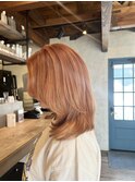くびれヘア#ハイライトカラー#アプリコットオレンジb96