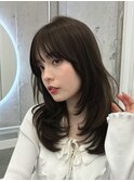 透明感カラーくびれヘアレイヤーカット前髪顔周りカット韓国ヘア