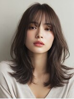 ロッソ 大橋店(Rosso) 透け前髪の暗髪レイヤーミディ【大橋】
