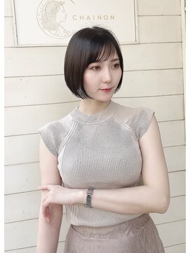 アミュレ ヘア サロン(Amule hair salon) 愛され内巻き前下がりショートボブヘルシー40代髪型梅ヶ丘美容室