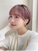 小顔ショート/ピンクベージュ/似合わせカット/ブリーチ/韓国