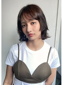 レクタ(recta) 顔周りカット レイヤーボブ チョコレートブラウン 透明感カラー