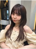 ロングウルフレイヤーカットブラウンカラー大宮美容室