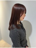 艶感セミロングピンクブラウンのざっくりレイヤー
