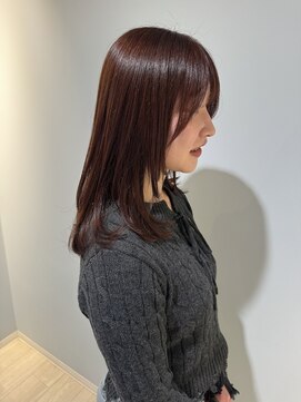 シェノン 赤羽店(CHAINON) 艶感セミロングピンクブラウンのざっくりレイヤー