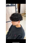 大分メンズ刈り上げマッシュ波巻きスパイラルパーマスタイル