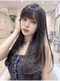 レイヤーカット／くすみベージュ/マロンベージュ/前髪/顔