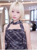 20代30代切りっぱなし顔周りレイヤーボブ/髪質改善/外ハネ