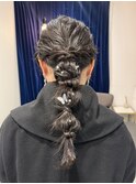 編みおろし/ヘアアレンジ/結婚式お呼ばれヘア