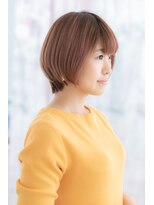 ミック ヘアアンドビューティー 大山店(miq  Hair&Beauty) 斜めバング＆アプリコットオレンジ★ラブガーリーボブ