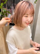 テトヘアー(teto hair) ピンクベージュ ベージュ ピンク ボブ 内巻きボブ 前髪 ワンレン