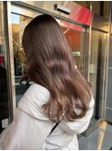 透明感モカベージュ  艶カラー ベージュヘア ロング