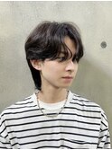 韓国ヘア×前下がりセンターパートウルフ