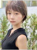 前髪あり小顔つや髪顔まわり簡単スタイリングショートボブヘア