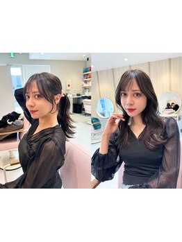 トレンドのレイヤーカットでこだわりの顔周り・前髪カット*[白髪ぼかしハイライト/流山おおたかの森駅]