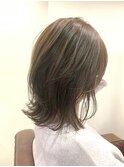 #大人ボブ　#外はね　#グレージュ　#ブリーチなし