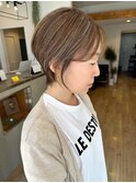 大人可愛い20代30代40代前下がりショートボブ丸みショート◎