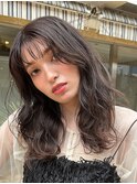大人美人艶カラーベージュ小顔カット透明感レイヤーロング