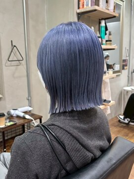ヘアプレイスソル (HAIR PLACE SoL) ブリーチカラー/ブルーアッシュ/くびれボブ