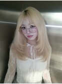 レイヤーボブ/ミルクグレージュ/韓国巻き/結べるレイヤーカット