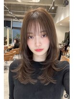 ケシキ 表参道 原宿(kesiki.)&nbsp;ミディアムレイヤー顔周りレイヤーハッシュカット韓国ヘア