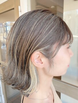 ポート(PORT) ホワイトベージュハイライト＆インナーカラー◎20代30代40代50代