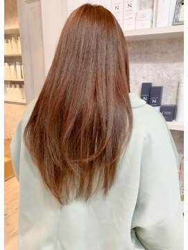 キャアリー(Caary) 福山市美容室Caary人気 オレンジカラー艶ロング ビタミンカラー