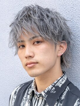 メンズフィール 南森町(MENS FEEL) ウルフマッシュ/アッシュシルバー/束感/ツーブロック