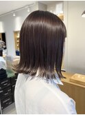 ぱっつんボブ×ラベンダーベージュ