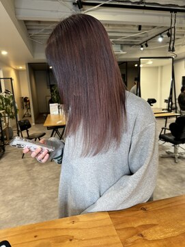 ナンバー(number+) 20代30代40代ピンクアッシュ艶感ストレート透明感ナチュラル