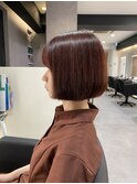 ピンクベージュ　ボブ