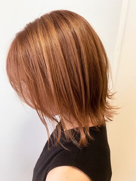 ライフ 住道店(Lyfe) オレンジベージュ_切りっぱなしボブ顔まわりレイヤーカット_263