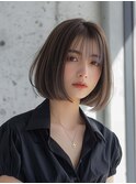 ナチュラルボブルフ黒髪ネビージュ小顔ワンレン20代30代40代
