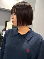 キャパ セントラル 天神 大名店(CAPA central)&nbsp;切りっぱなしボブ ダークブラウン 20代 顔周りカット 暗髪
