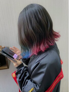 ミー 新宿(MII) エンドカラー青×赤/ダブルカラー/髪質改善/新宿/MII/ミイ