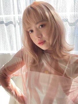 アッシュ 志木南口店(Ash) 透明感ミルクティーベージュ×外ハネミディ