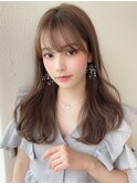 大人可愛い薄めバングふんわりカールショコラアッシュ小顔カット