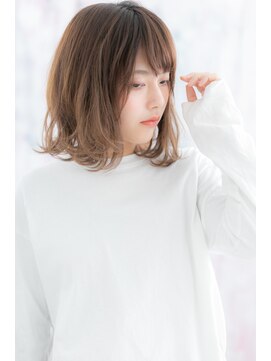 ミック 日暮里店(miq) 斜めバングくせ毛風カール3Dハイライトカラーa1