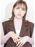 透明感ベージュ×シースルーバングボブ
