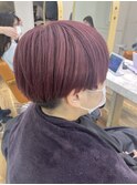 チェリーレッド/刈り上げ女子/マッシュ
