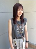 イメチェン小顔顔周りレイヤーチェリーブラウン担当渡辺聖