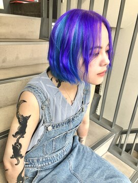 ルリアン 元住吉店(Le'lien) ブルーとヴァイオレットで作るレイヤーボブスタイル！！