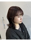 暖色カラー/チョコレートブラウン/顔まわりカット/前髪カット
