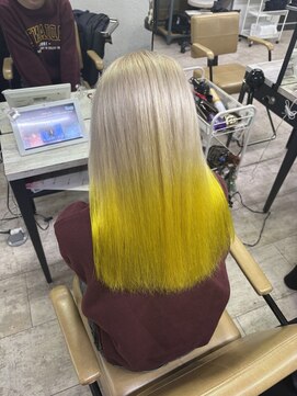 アジールヘア 所沢プロペ通り店(agir hair) イメチェンホワイトカラーイエローグラデーションブリーチ所沢