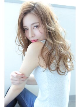 ブラン 天王寺(Blanc) 【Blanc天王寺】ほつれロング_ニュアンスウェーブベージュカラー