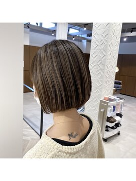 フルショウ 小牧(FURUSHO) 大人可愛い20代30代40代切りっぱなしハイライトワンレンボブ