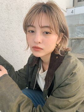 エムクランメイクス 原宿 表参道(m.clan MAKE'S) ベージュカラー 切りっぱなしボブ 大人かわいい ケアブリーチ