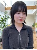 くびれレイヤーボブルフ小顔ワンレンウルフこなれ前髪あり