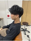 アッシュブラックカルマパーマベリーショートダークアッシュ