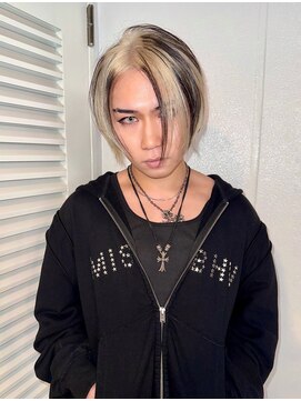 メンズレコ 渋谷(MEN'S LECO) ブルーブラックローライトハイトーンシャギーデザインカラー